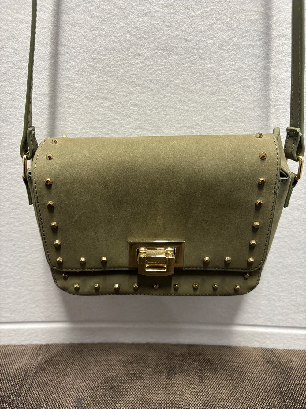 White House Black Market WHBM Studded Leather Crossbody